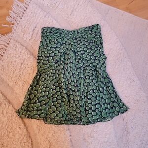 Z Spoke by Zac Posen 100% Silk Polka Dot Fit Flare Skirt sz 4 Kelly Green Navy